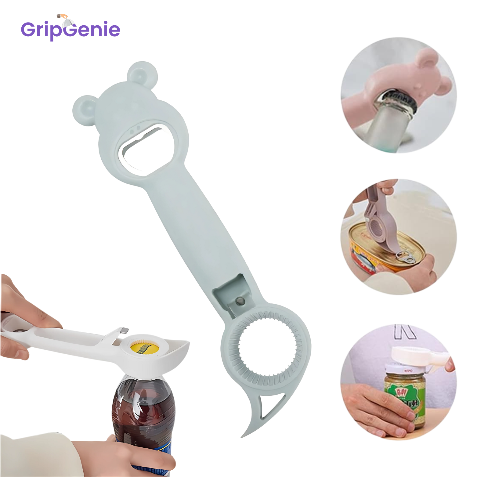 GripGenie 4 in 1 Flesopener - 1+1 GRATIS