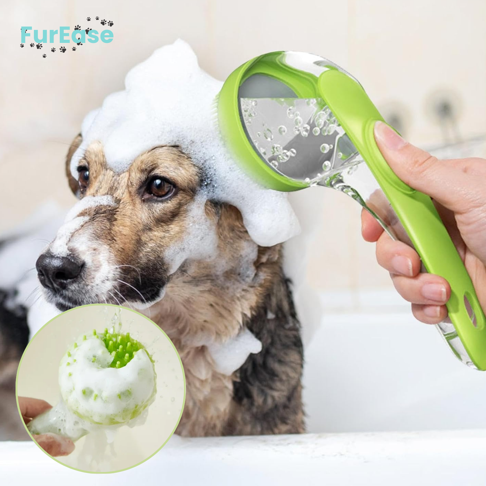 FurEase Hondenborstel met Zeepdispenser