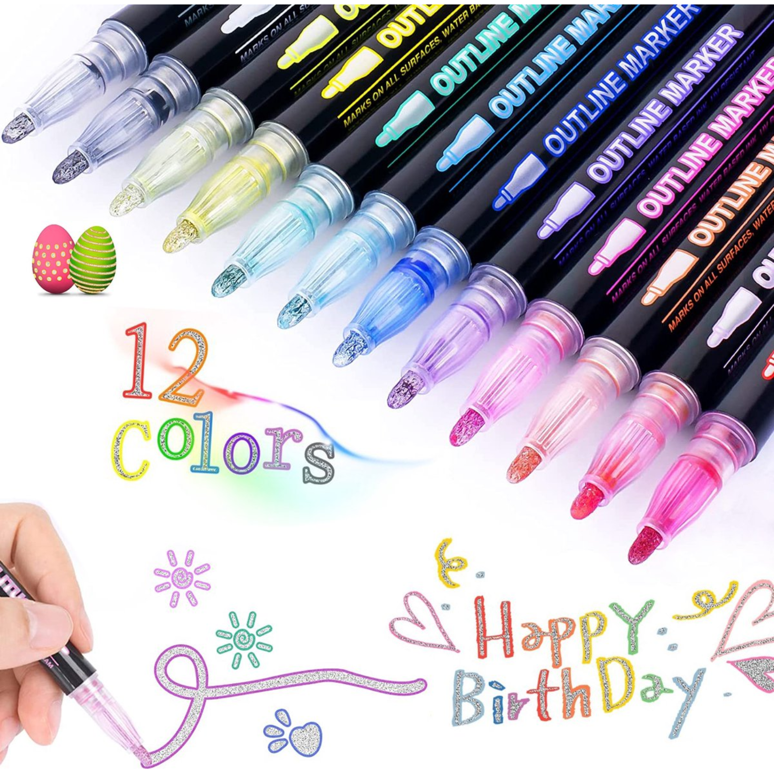 Vigna Glitter Marker - 12 Kleuren