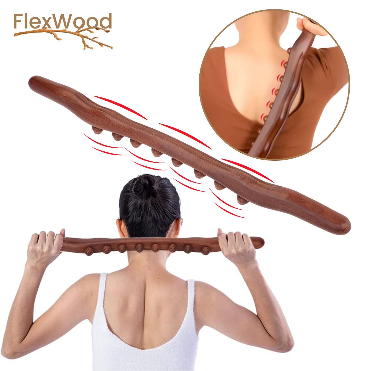 FlexWood Houten Gua Sha Massagestok