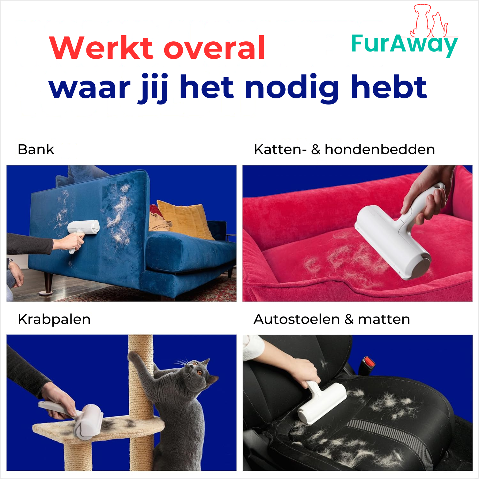 FurAway Huisdier Haarroller – Herbruikbare Pluizenroller
