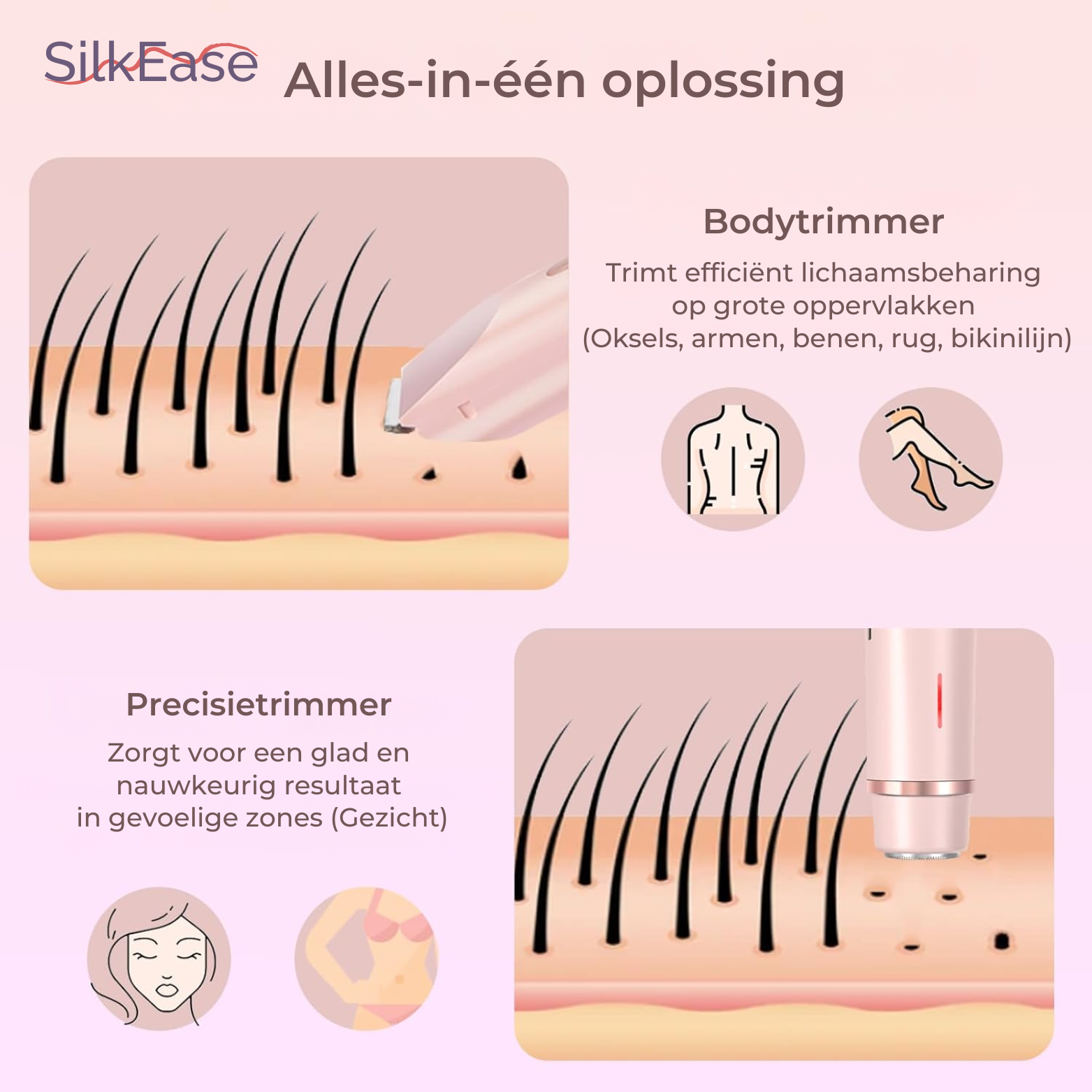 SilkEase 2-in-1 Ladyshave – Gezicht, Bikinilijn & Lichaam