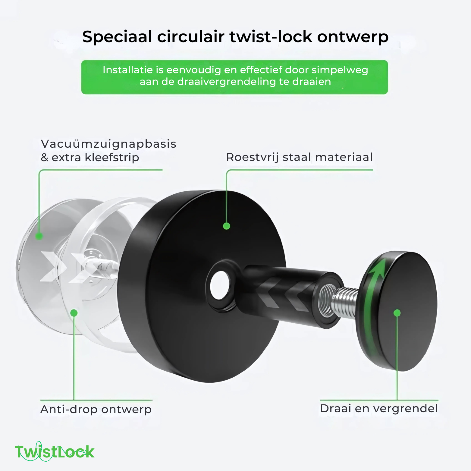 TwistLock Zuignaphaken Set van 3
