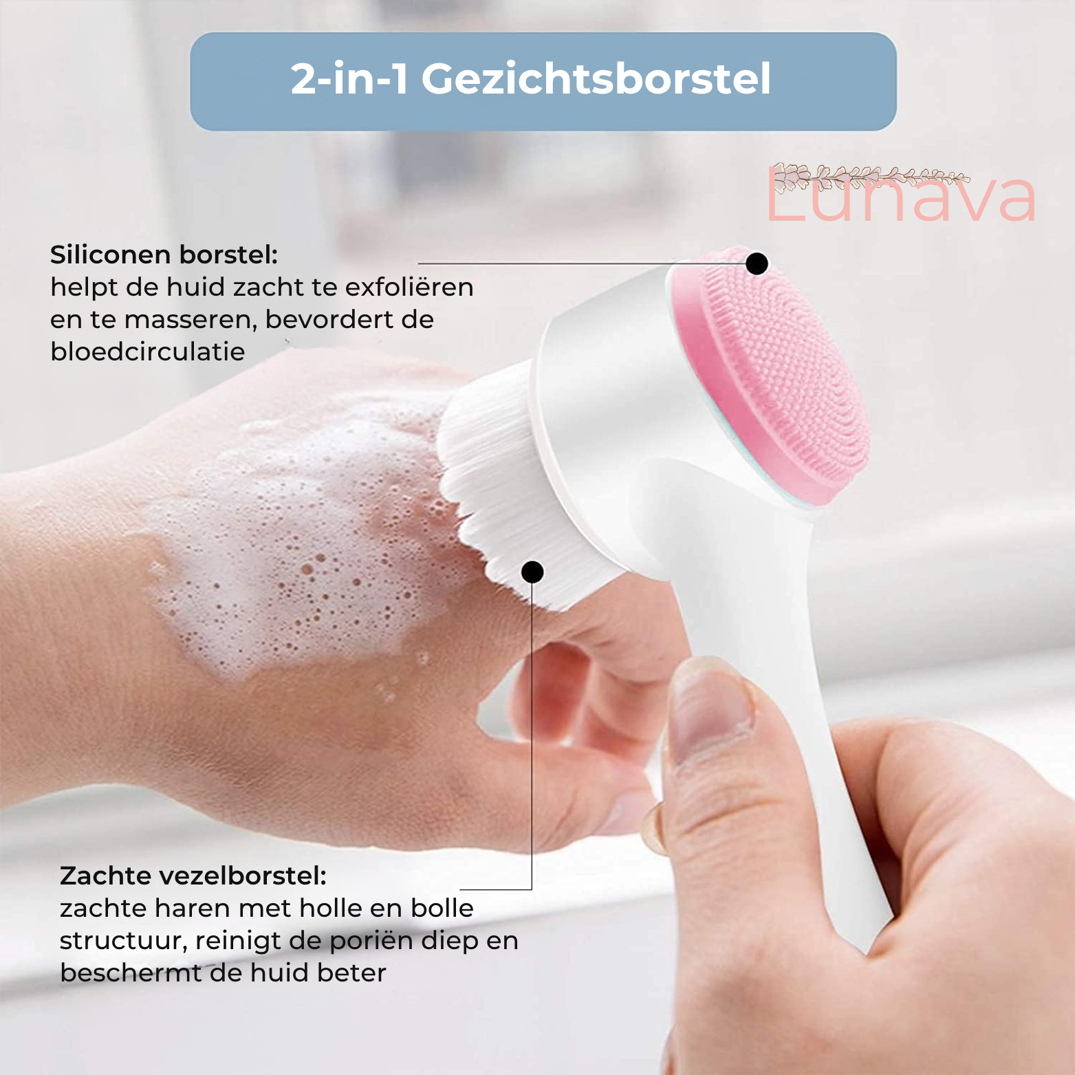 Lunava 2-in-1 Gezichtsborstel – Reiniging & Scrub