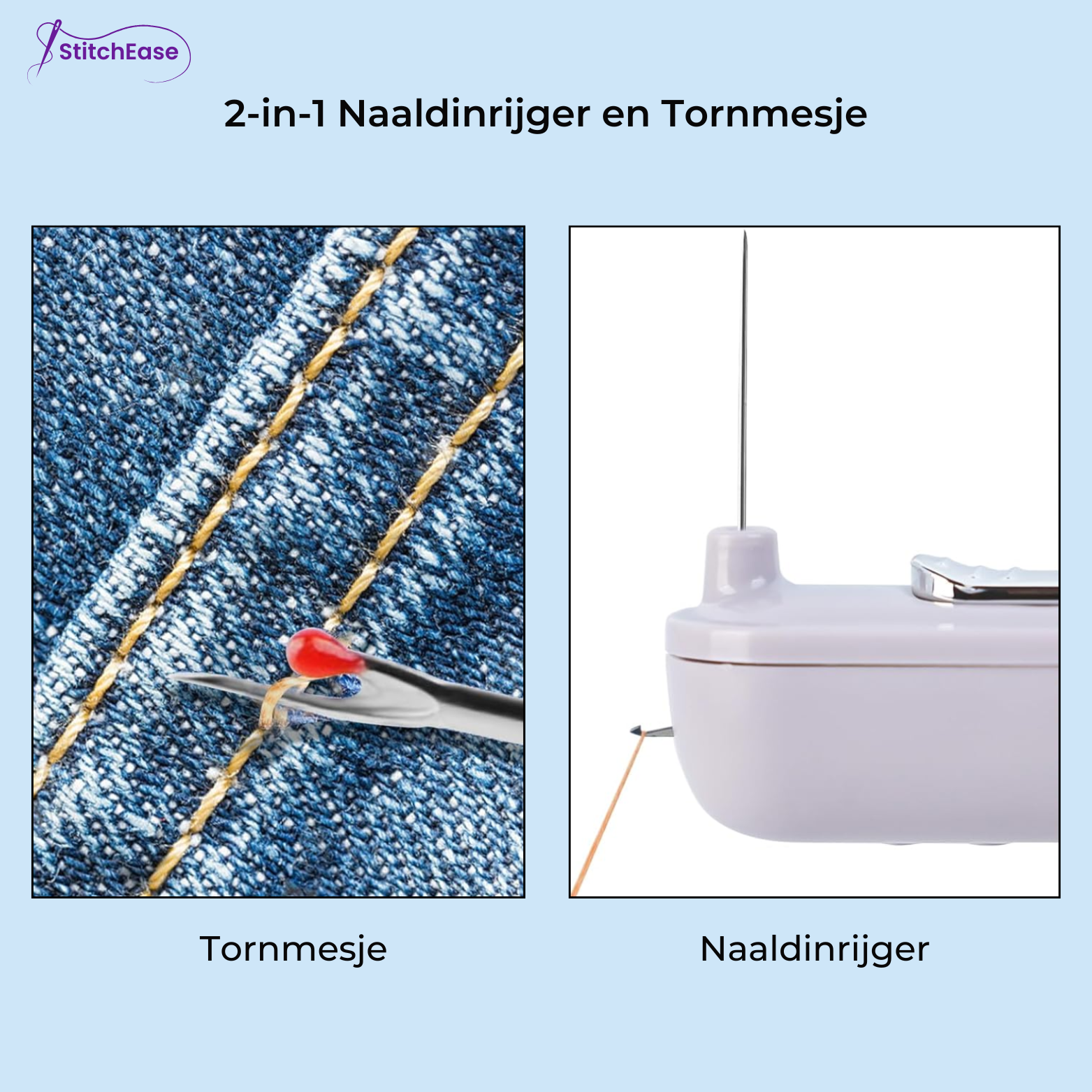 StitchEase 2-in-1 Naaldinrijger en Tornmesje