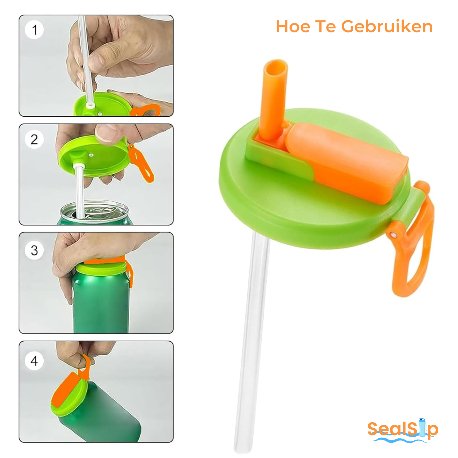 SealSip Herbruikbare Blikdeksels met Rietje