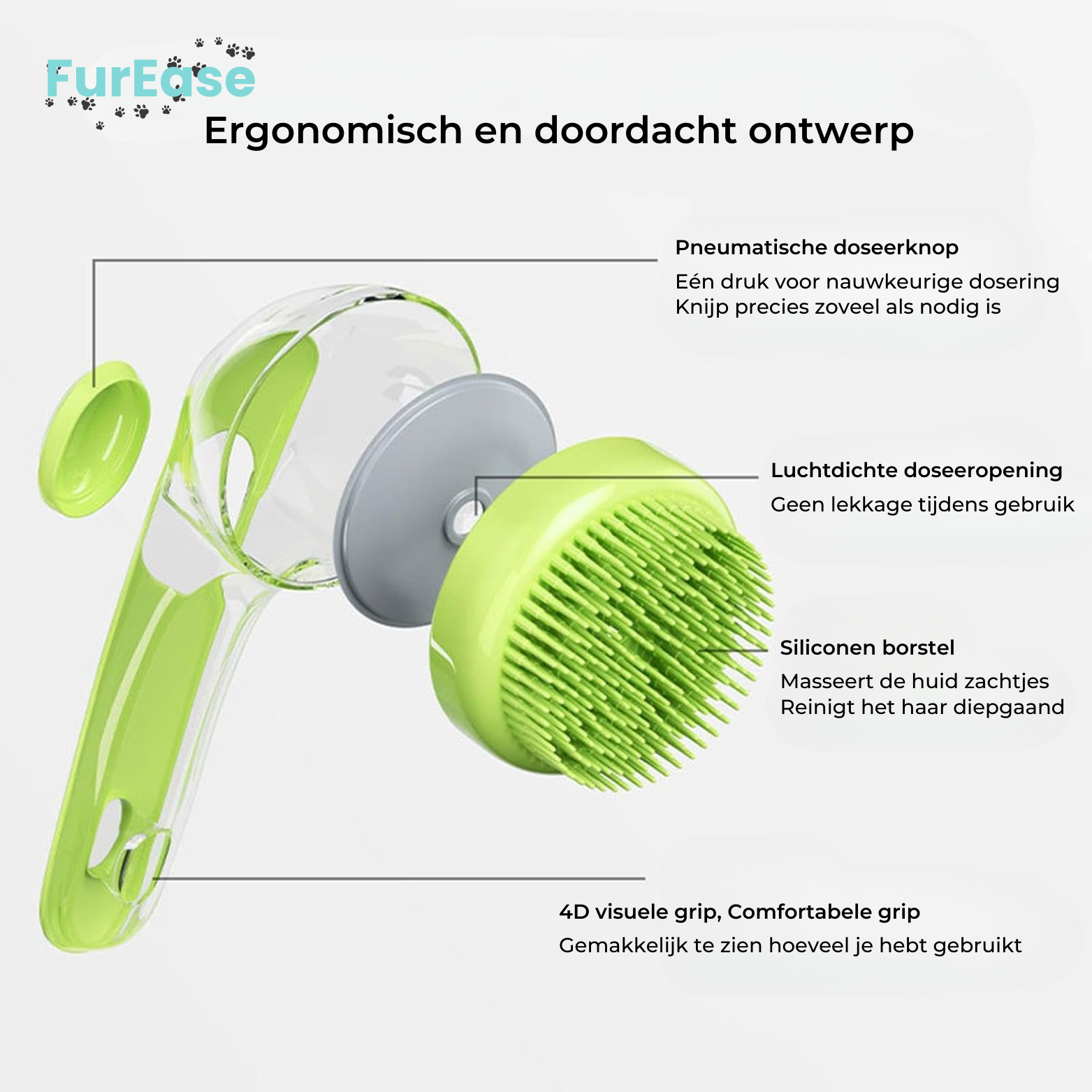 FurEase Hondenborstel met Zeepdispenser