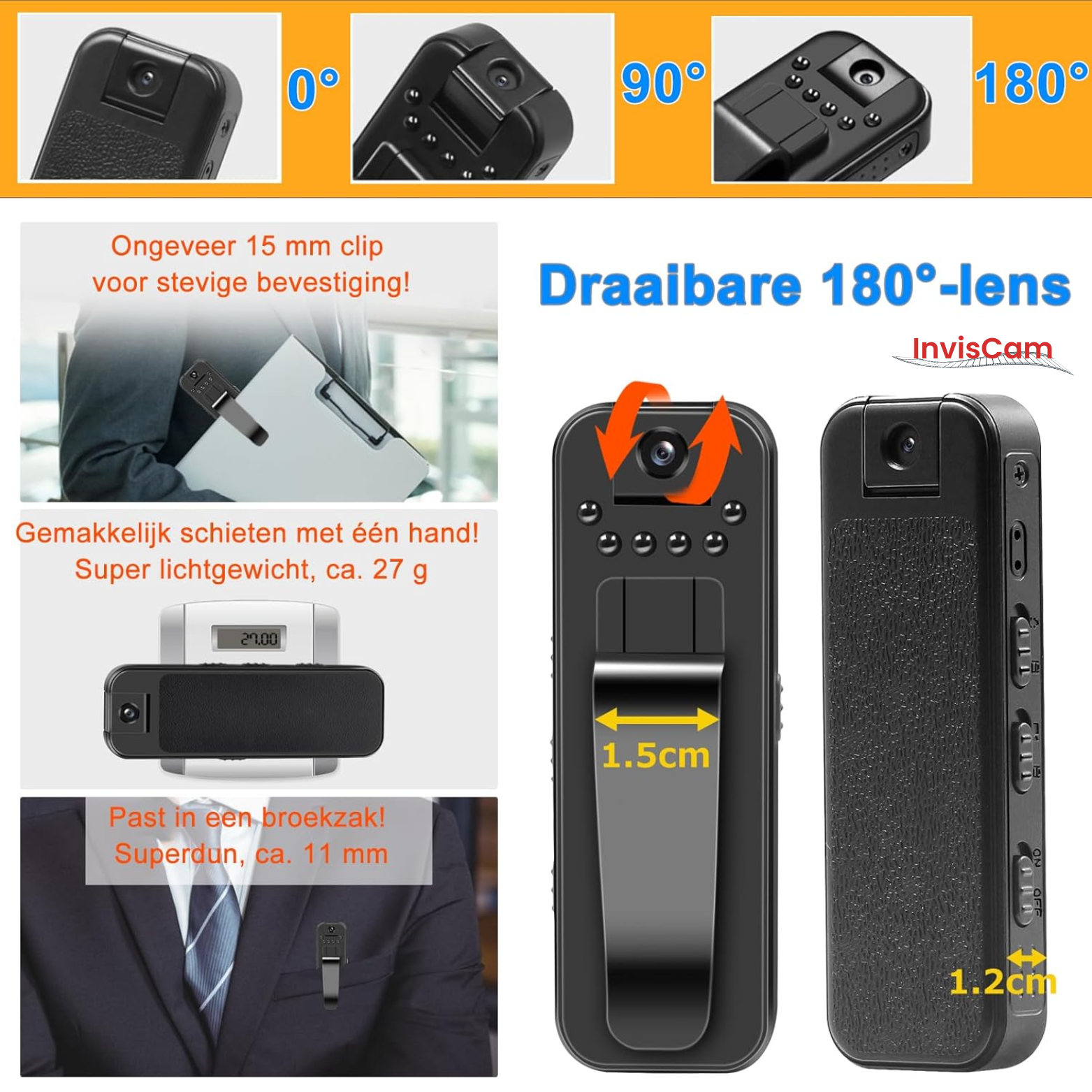 InvisCam 180° Draaiende Lens Spioncamera