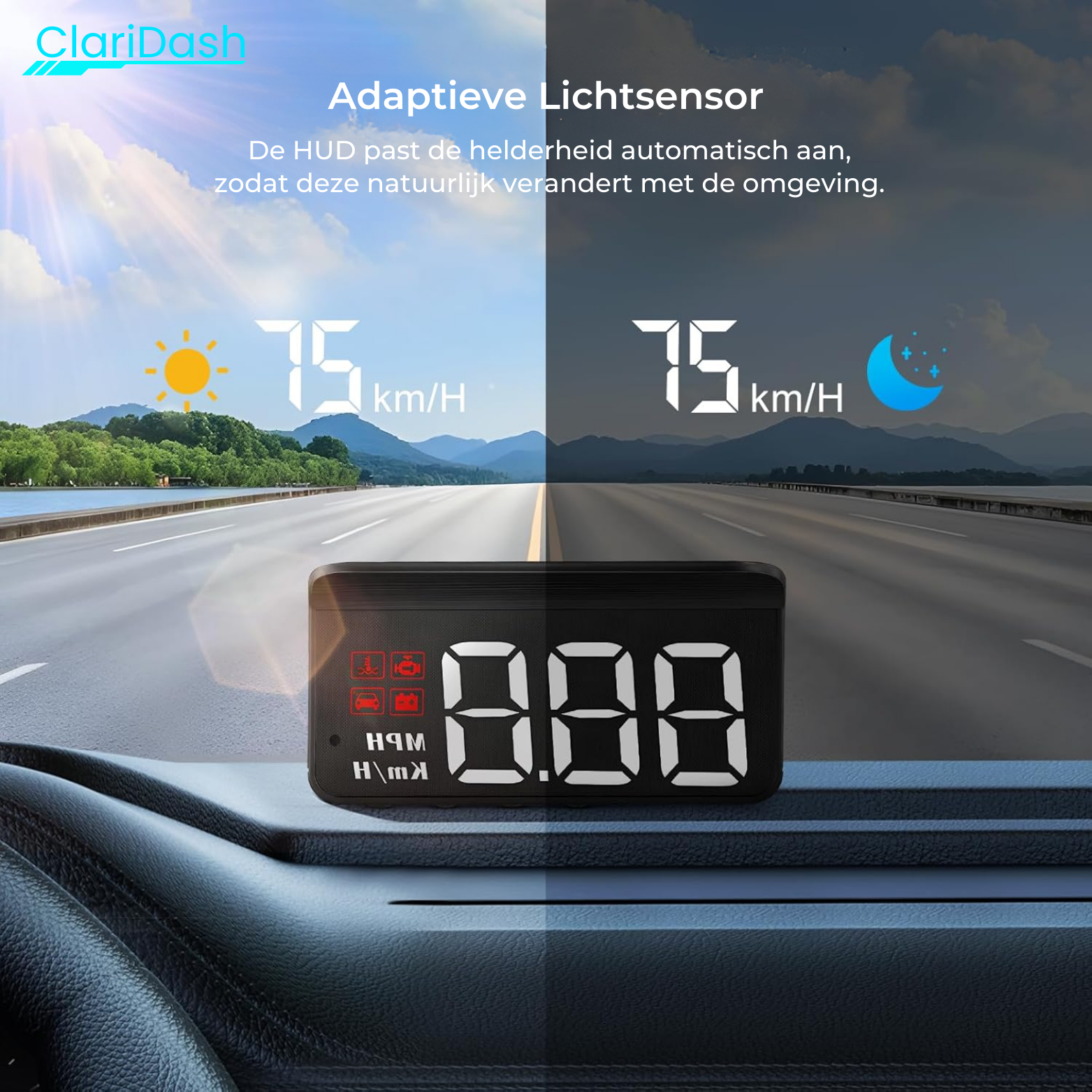 ClariDash GPS Snelheidsmeter met HUD Display - OBD Ondersteuning