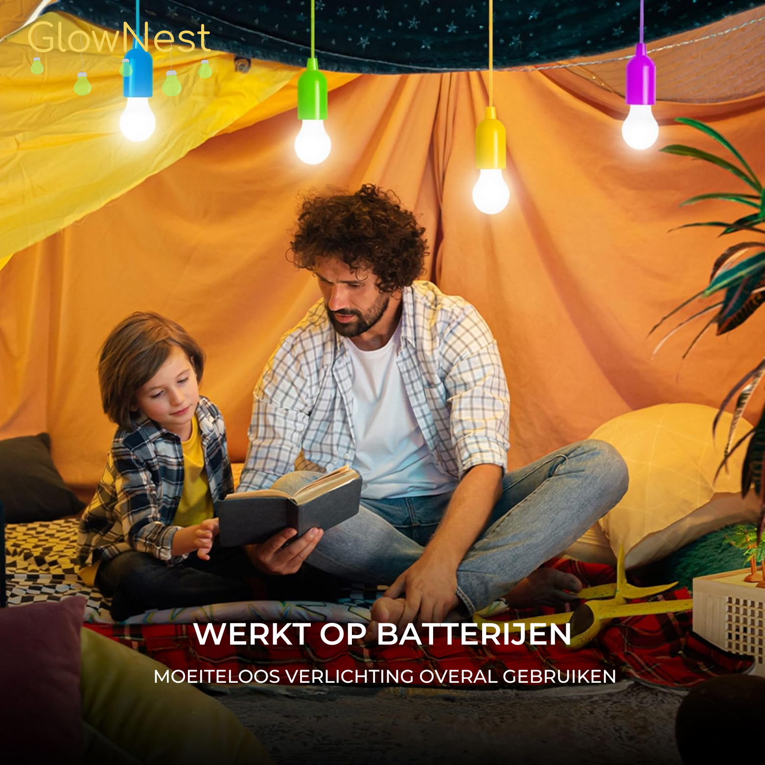 GlowNest LED Draadloze Trekkoordlampen
