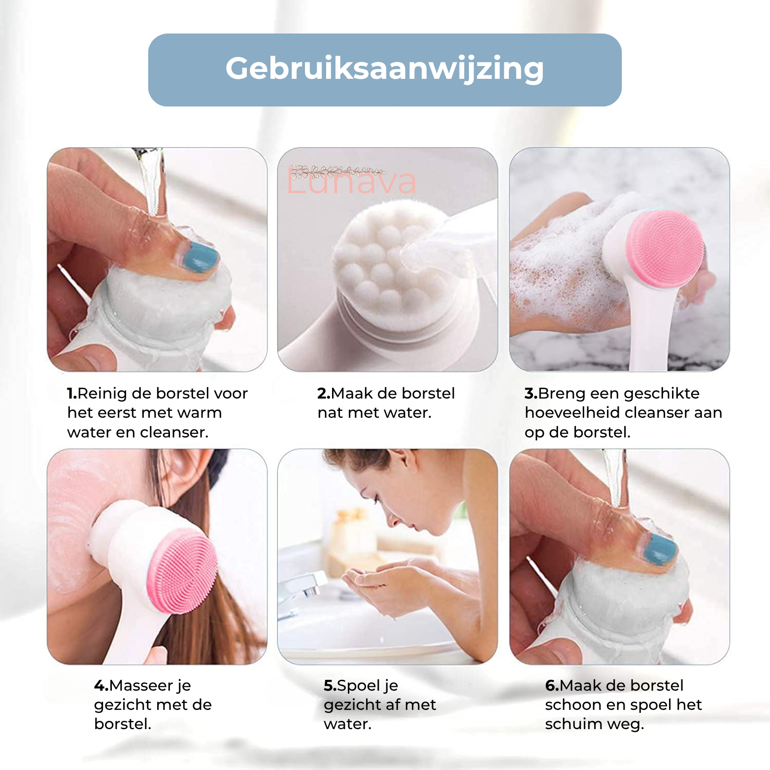 Lunava 2-in-1 Gezichtsborstel – Reiniging & Scrub