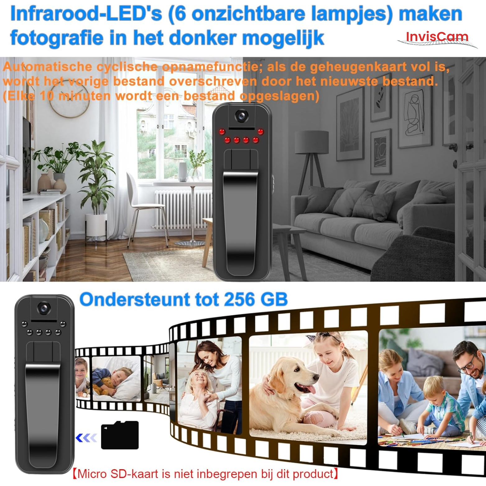 InvisCam 180° Draaiende Lens Spioncamera
