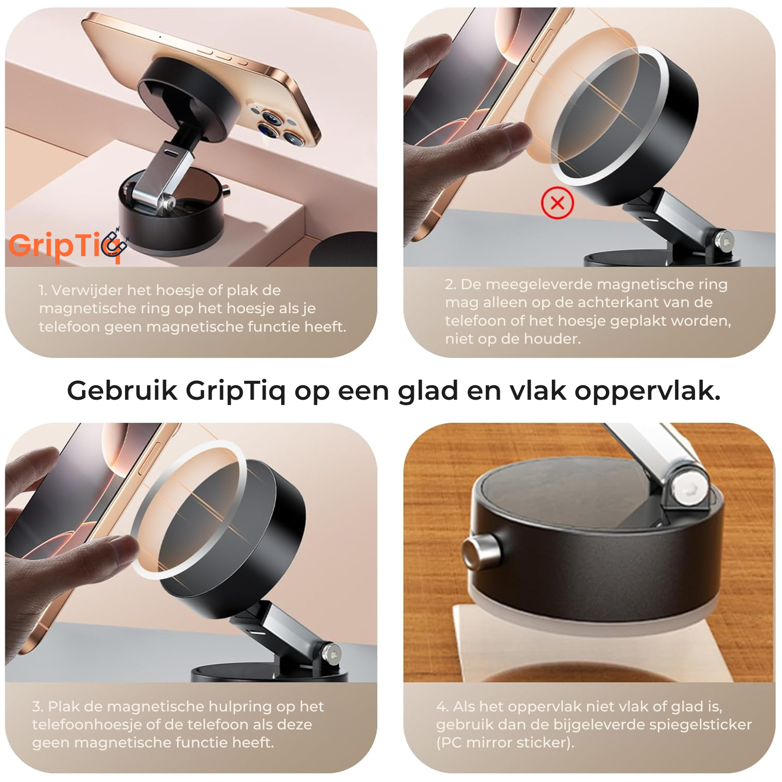 GripTiq Vacuüm Magnetische Telefoonhouder