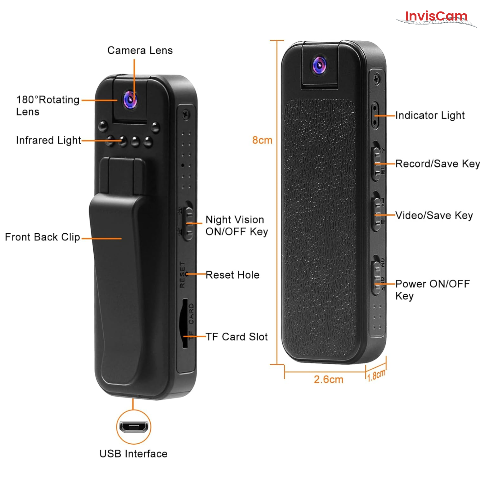 InvisCam 180° Draaiende Lens Spioncamera