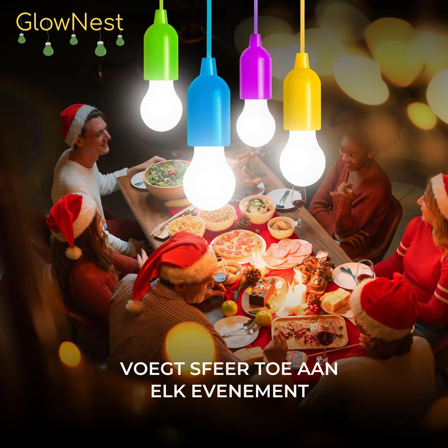 GlowNest LED Draadloze Trekkoordlampen