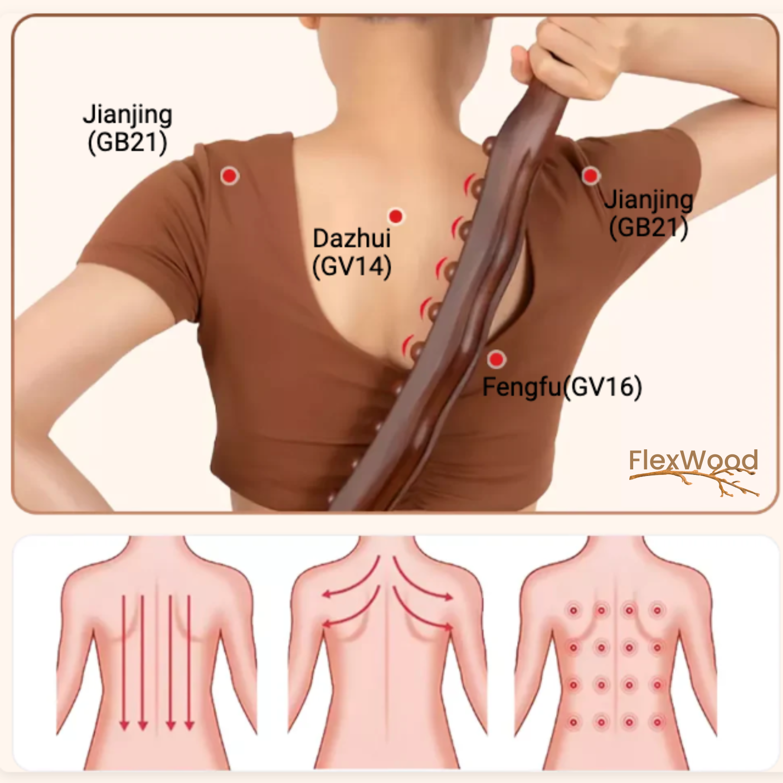 FlexWood Houten Gua Sha Massagestok