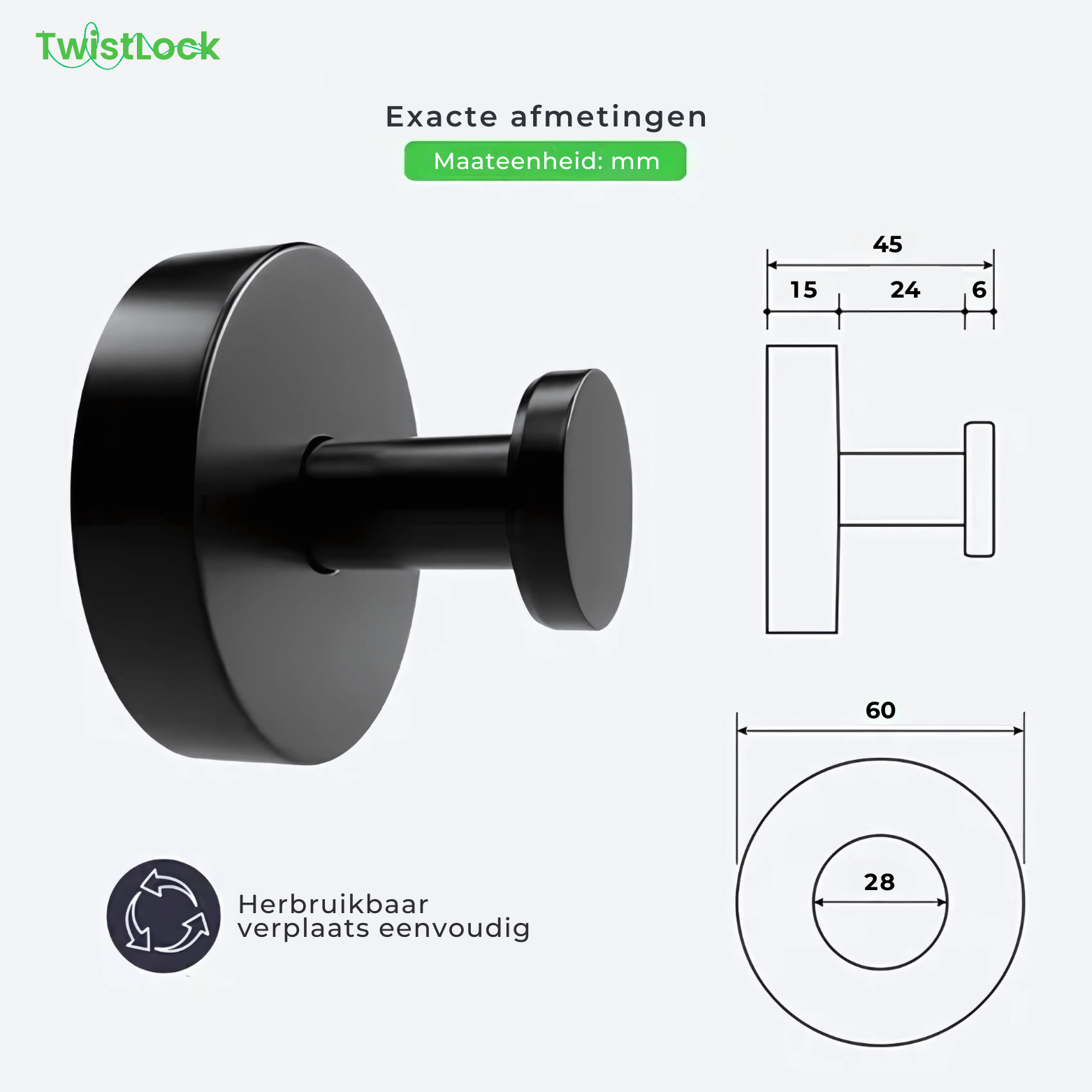 TwistLock Zuignaphaken Set van 3