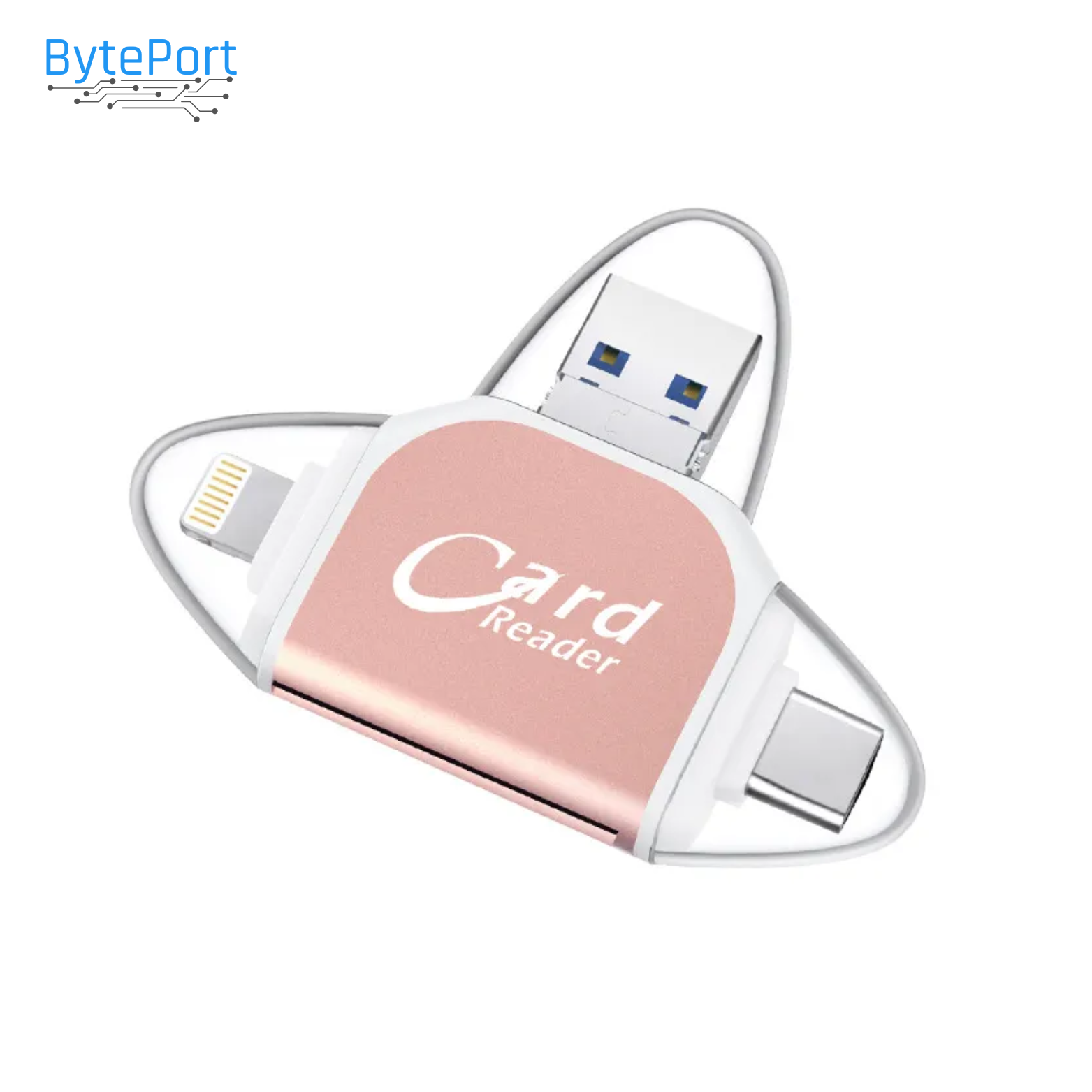BytePort 4-in-1 SD Kaartlezer – USB-C & USB 3.0