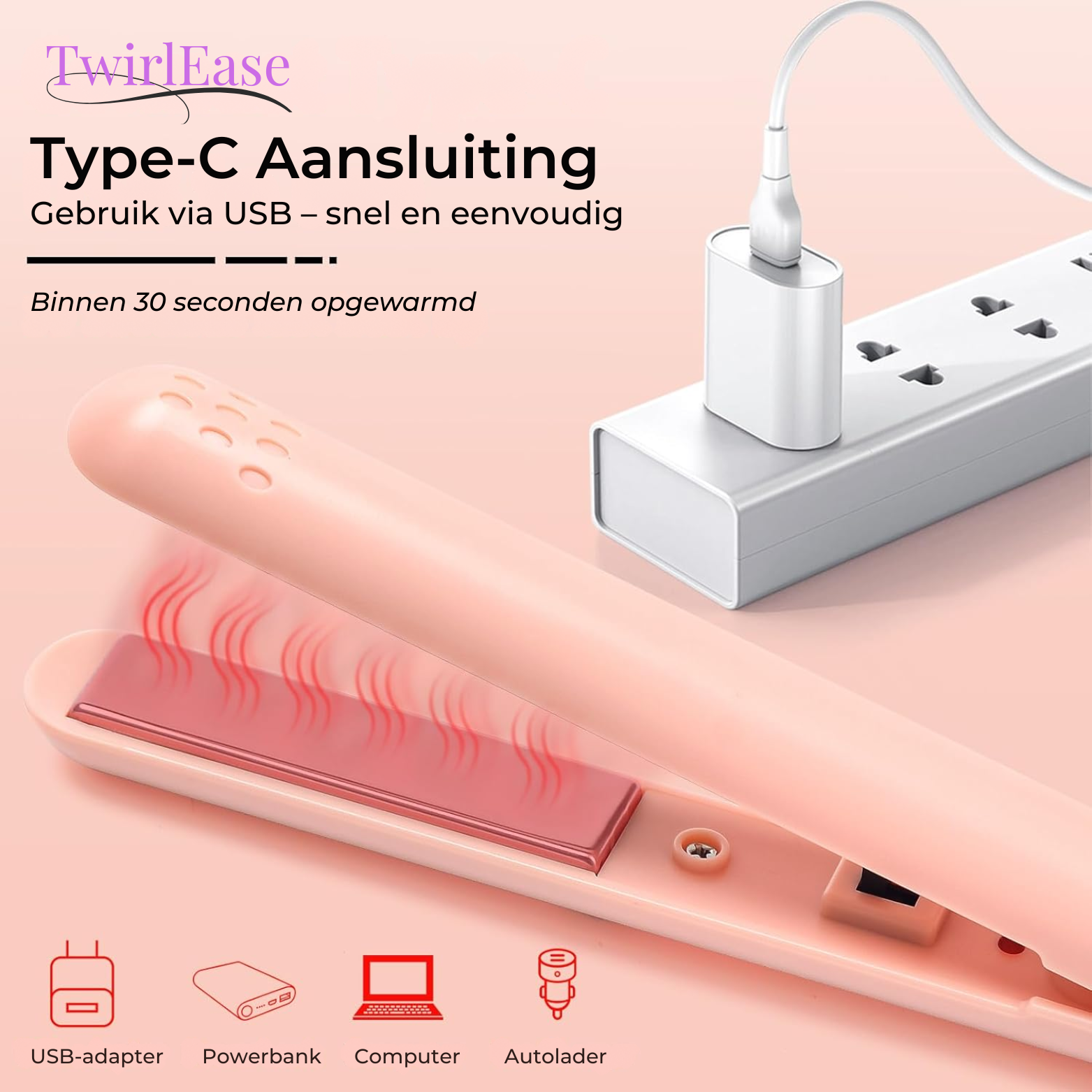 TwirlEase USB Mini Krultang & Stijltang