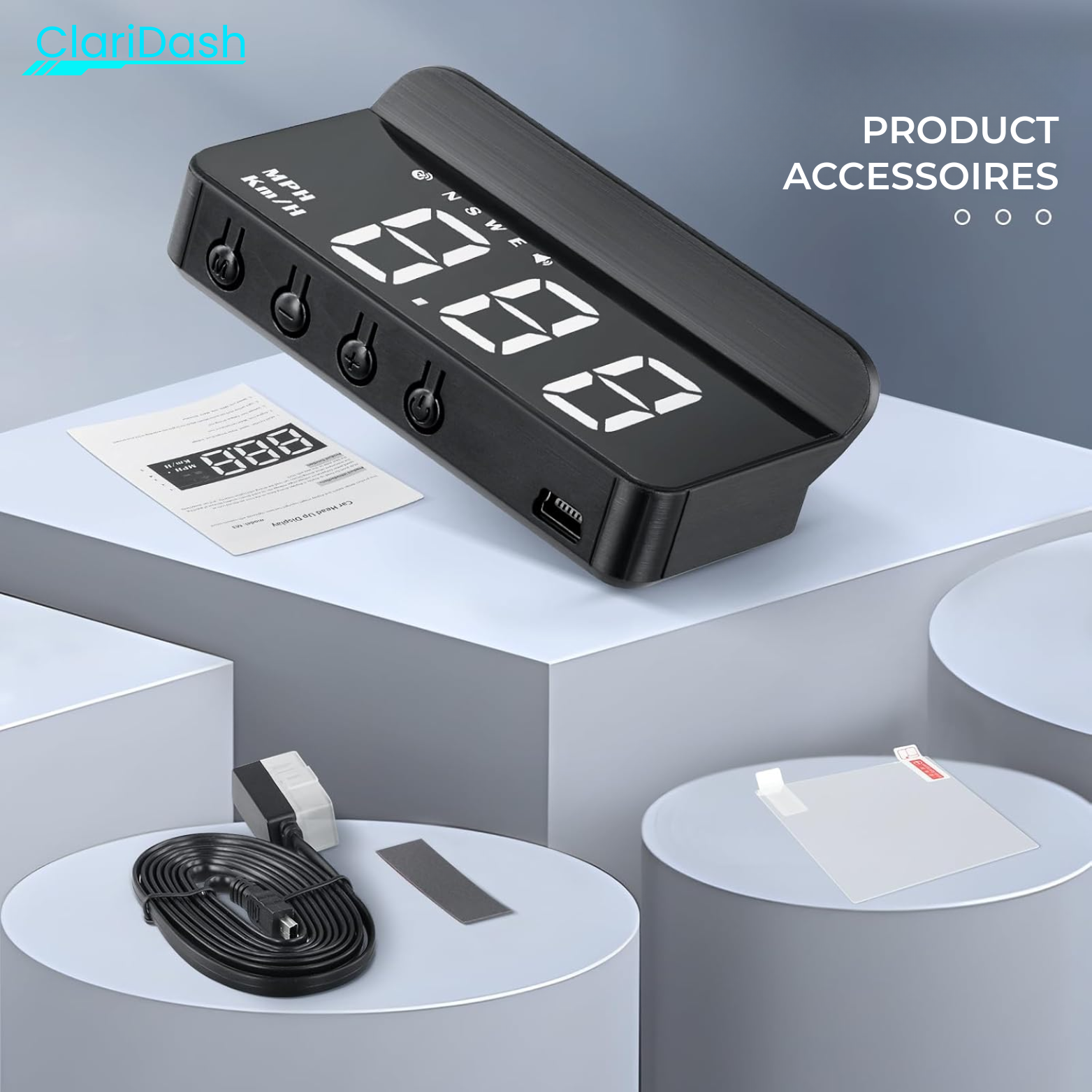 ClariDash GPS Snelheidsmeter met HUD Display - OBD Ondersteuning