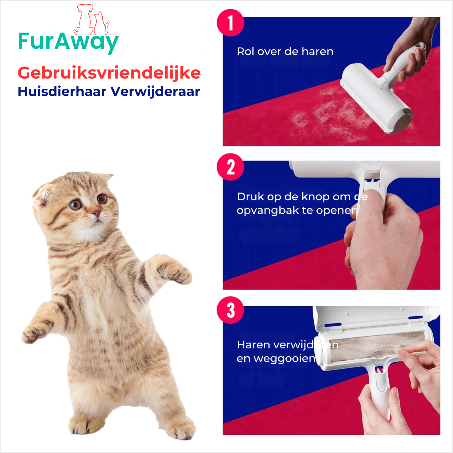 FurAway Huisdier Haarroller – Herbruikbare Pluizenroller