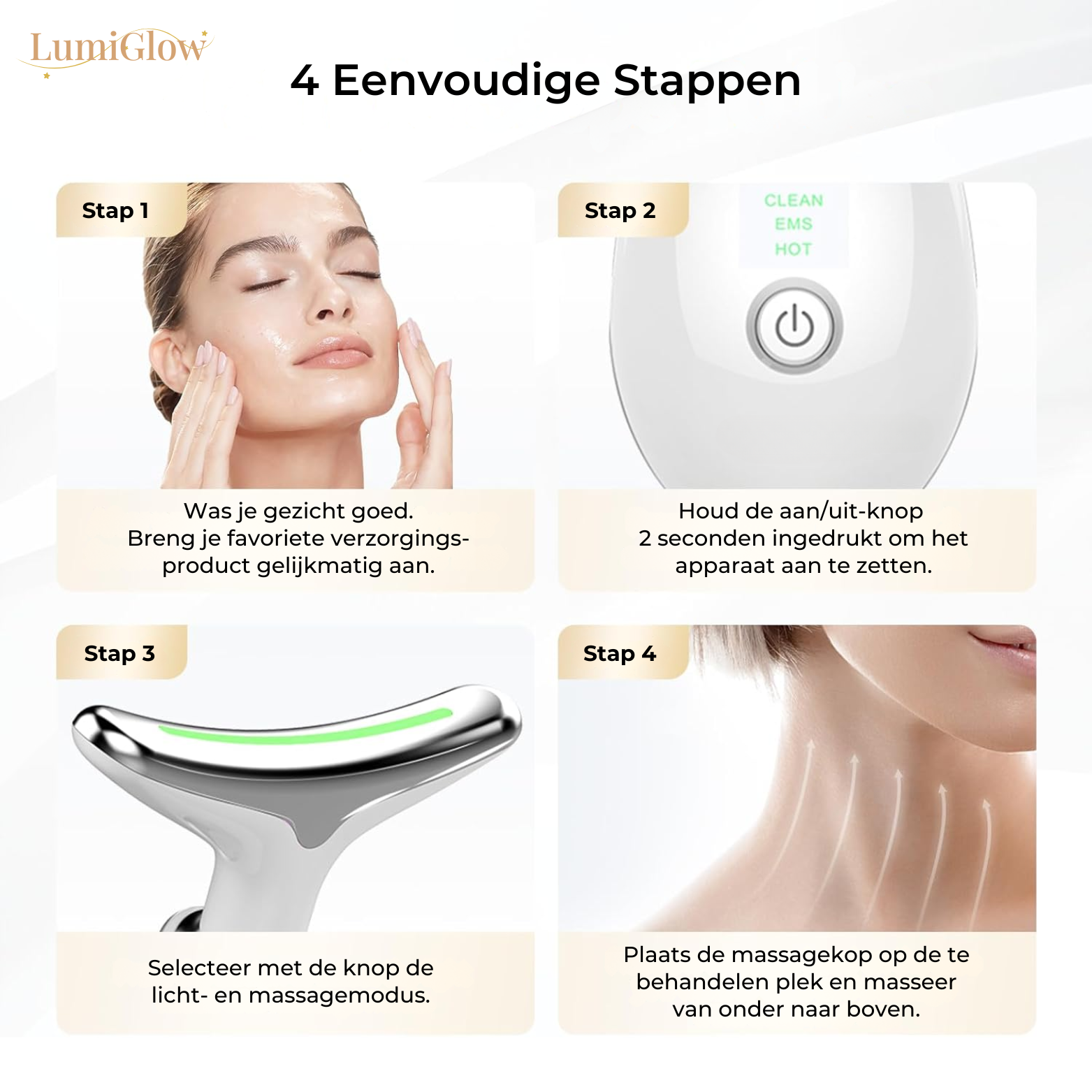LumiGlow Gezichtsapparaat tegen Rimpels – EMS & Lifting