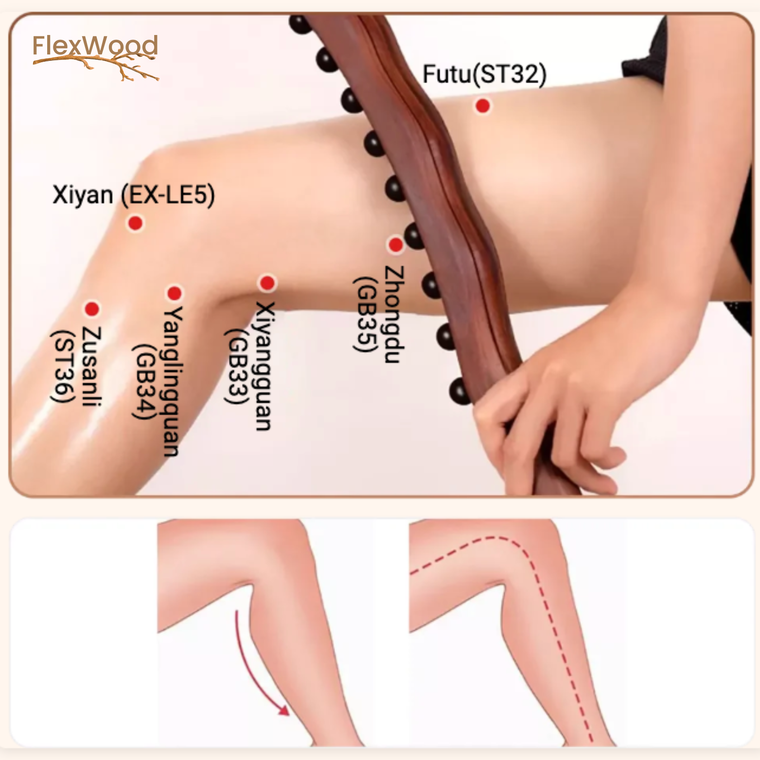 FlexWood Houten Gua Sha Massagestok
